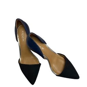Coach Camille ladies kitten canvas leather heels size 5.5